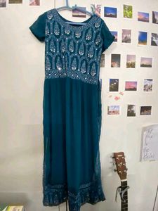 Stunning Teal Embellished Kurti Set
