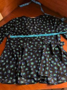 Blue &amp; Green Leopard Print Peplum Top