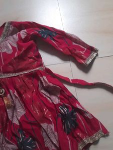 Beautiful Red Floral Kurta Set with Dupatta