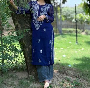 Royal Blue Embroidered Kurta