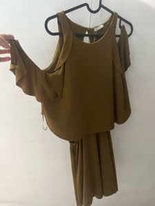 Zara Olive Green Off shoulder Dress