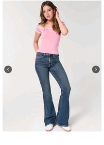 High waisted Flared Dark Wash Jeans