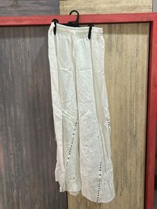 White Embellished Palazzos