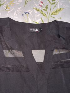 Black Sheer Panel Top