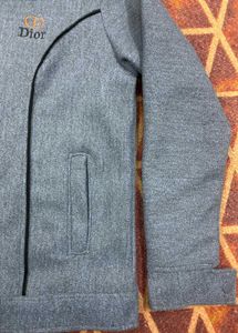 Trendy Wool Blend Winter Jacket For Men | Grey Zip