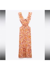 Zara Limited Edition floral Cutout Maxi Dress