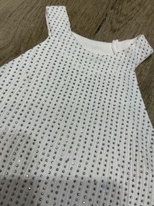 Sparkling White Halter Neck Top