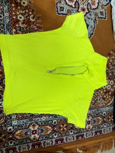 Neon Zip Neck T-Shirt