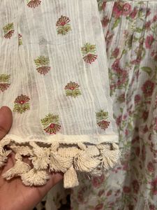 White Floral Embroidered Kurta and sharara