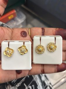 Elegant Gold Diamond Stud Earrings