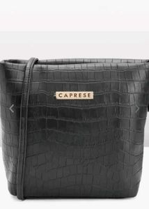Caprese Black Croc Embossed Shoulder Bag