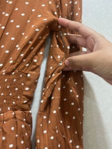zudio Brown Polka Dot Tiered Dress