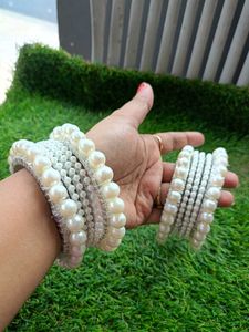 Elegant Pearl Bangles Set