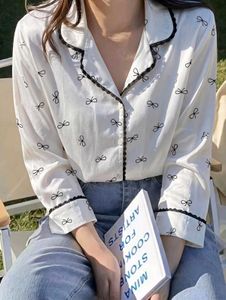 New with tag Korean Cute Bow Print Pajama Top