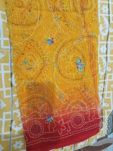 Vibrant Bandhani Saree with Embellishments