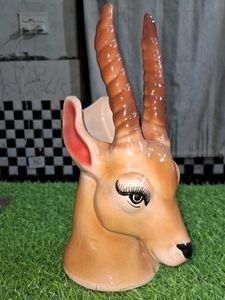 Vintage Antelope Head Ceramic Planter