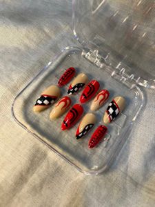 Racer Flame Press-On Nails 🔥🏁