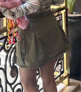Olive Green Cargo Mini Skirt