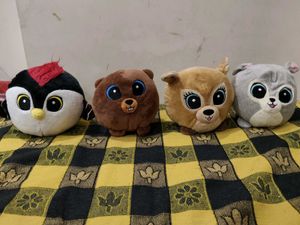 Set of 4 Cute Plush Stuffed Animals Head Ball