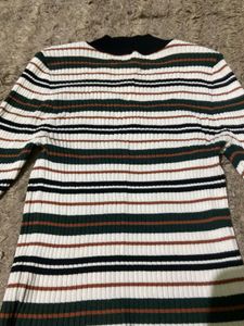 Striped Mock Neck Sweater