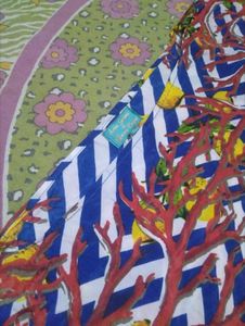 Vibrant Lemon &amp; Coral Print kaftan