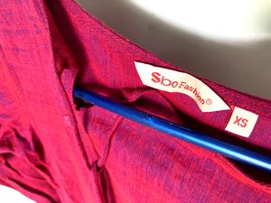 Pink A Line Style Kurta With Front Side Tie Up Kno