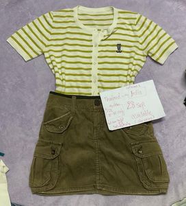 Set knit32-34 with skirt olive 28