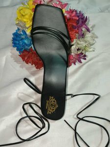 New Black Tie up lace heels Sandals