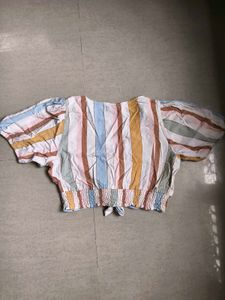 Only Striped Tie-Front Wrap Top