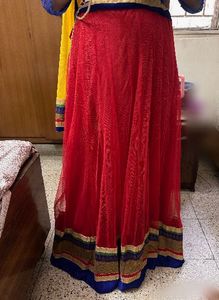Red Lehenga with Blue Blouse