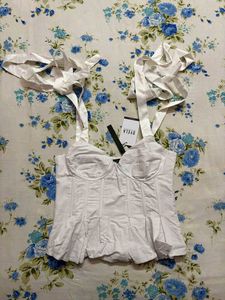 Elegant White Peplum Corset Top