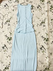 Light Blue Sleeveless Maxi co-ords set