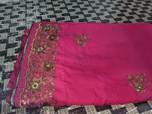 Embroidered Pink Saree