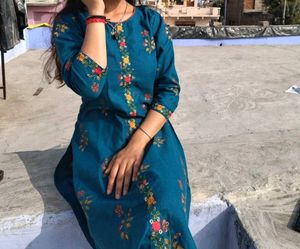 Teal Embroidered Kurta Set