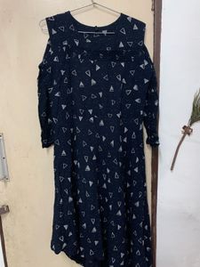 Navy Blue Cold Shoulder Dress