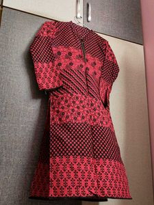 Red &amp; Black Printed Kurta