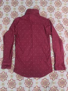 Maroon Dotted Button-Down Shirt