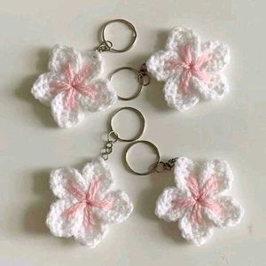 Handmade Crochet Flower Keychain Set