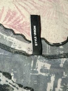 Sheer Graphic Print Top
