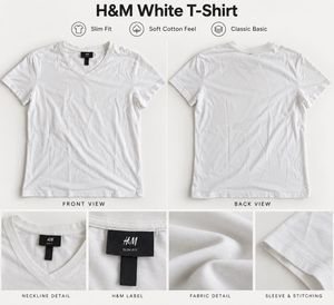 H&M White V-Neck T-Shirt