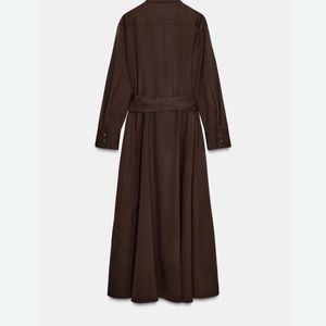 Zara limited edition Chic Brown Belted Shirt Dress