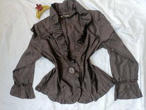 Vintage Ruffled Brown Blouse