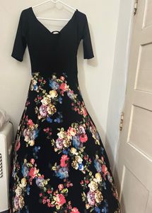 Floral Print Black Dress