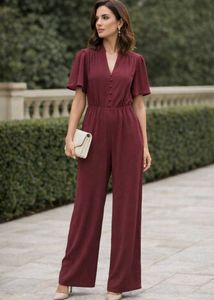 ICHI Elegant Maroon Jumpsuit