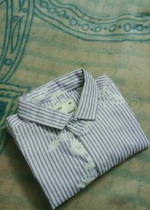 Men's Striped Floral Print Shirt