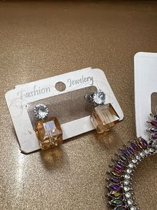 Pack of 2 Fashionable Crystal Stud Earrings