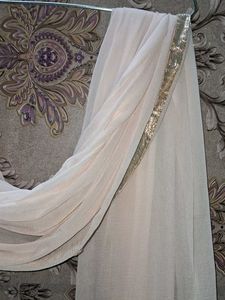 Elegant Cream Dupatta with Gold Border