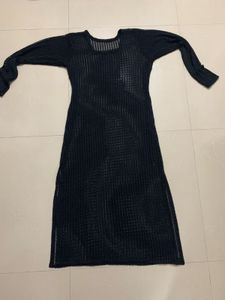Black mesh long kurti