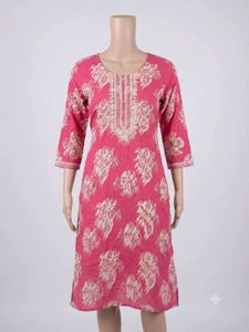Pink Kurta with Floral Print