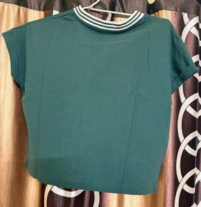 Green Striped Neck T-Shirt roadster